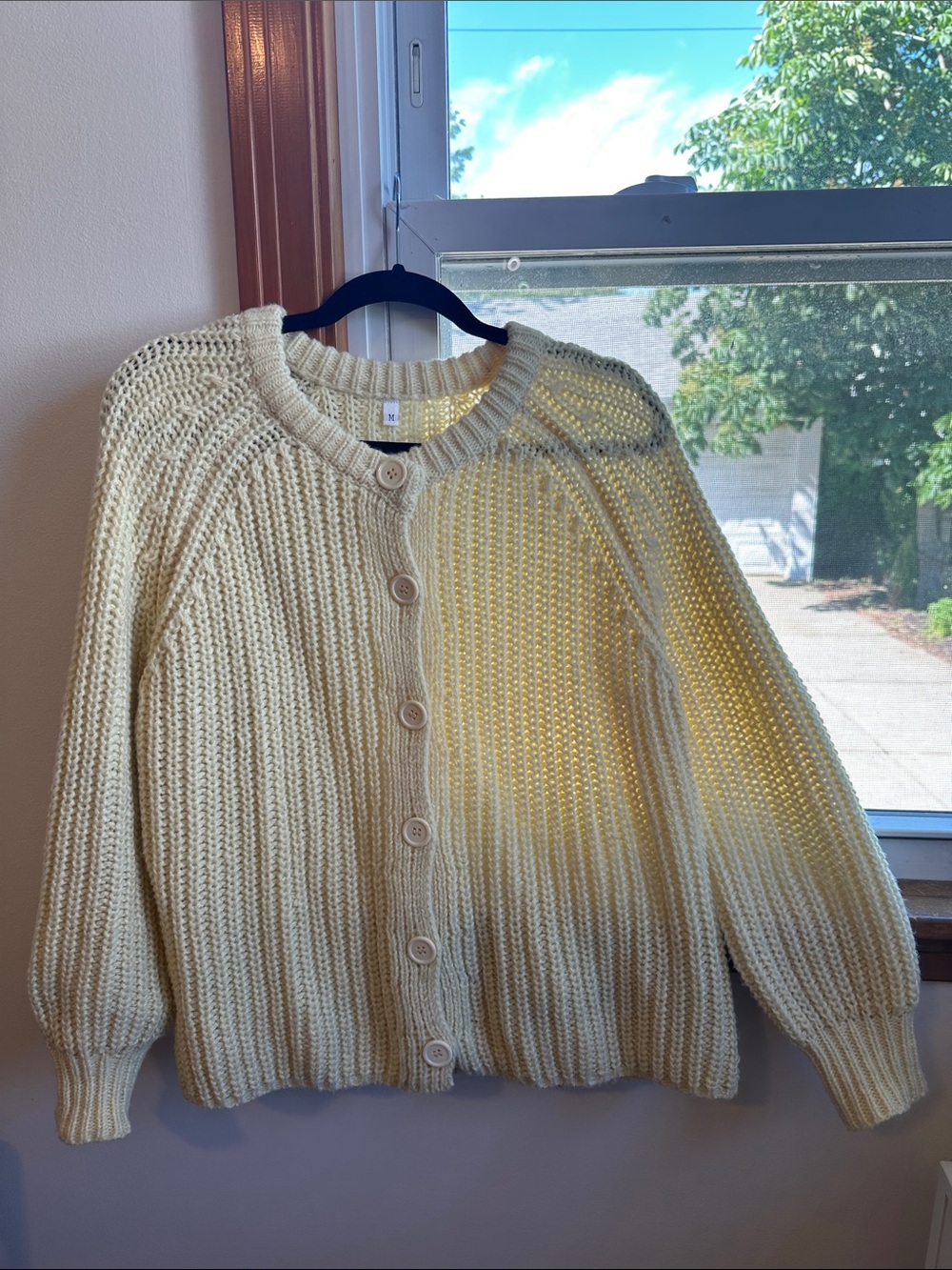 YKR Women’s Butter Yellow  Chunky Cardigan Sweater Long Sleeve